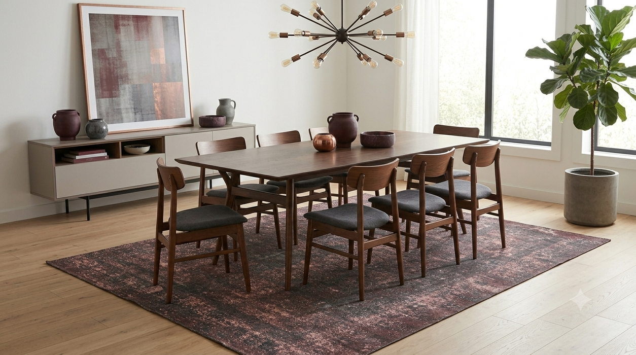 8' x 10' Rectangular Mauve Charcoal Distressed Abstract Modern Washable Area Rug