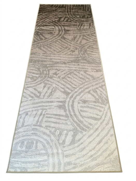 3' x 8' Runner Beige Taupe Abstract Geometric Modern Washable Area Rug