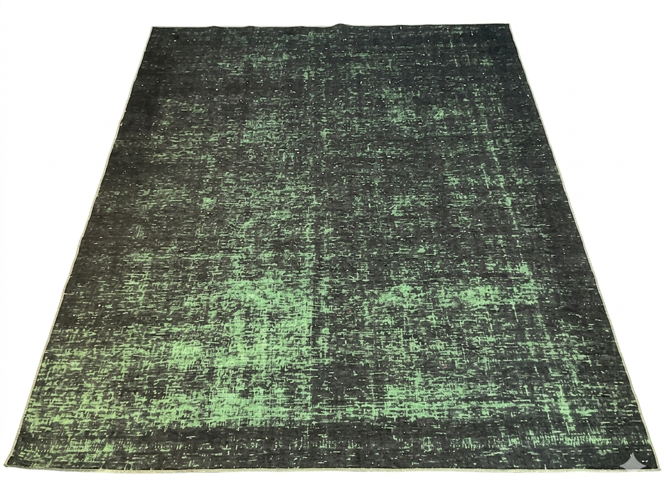 8' x 10' Rectangular Charcoal Green Distressed Abstract Modern Washable Area Rug