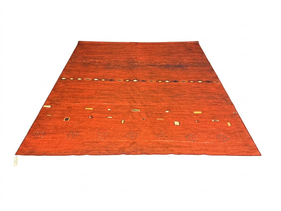 8' x 10' Rectangular Rust Orange Minimalist Tribal Modern Washable Area Rug