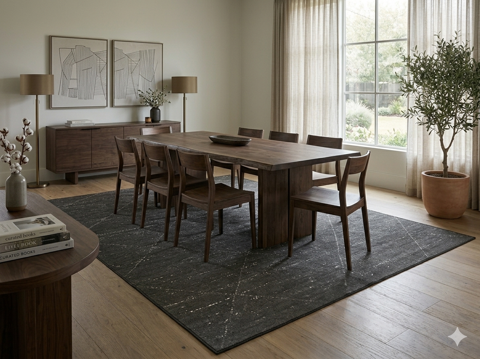 7' x 10' Rectangular Charcoal Ivory Diamond Geometric Modern Washable Area Rug