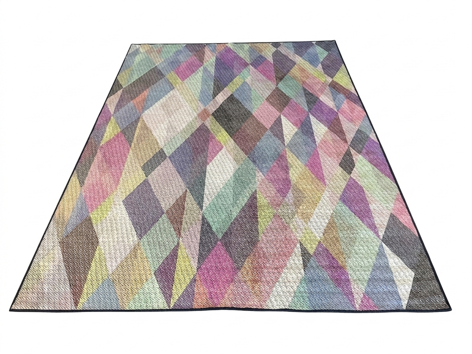 7' x 10' Rectangular Multicolor Geometric Abstract Modern Washable Area Rug