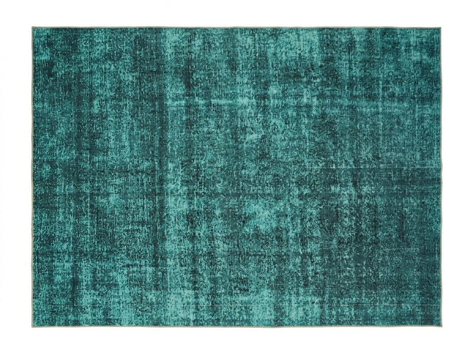 8' x 10' Rectangular Teal Black Distressed Abstract Modern Washable Area Rug
