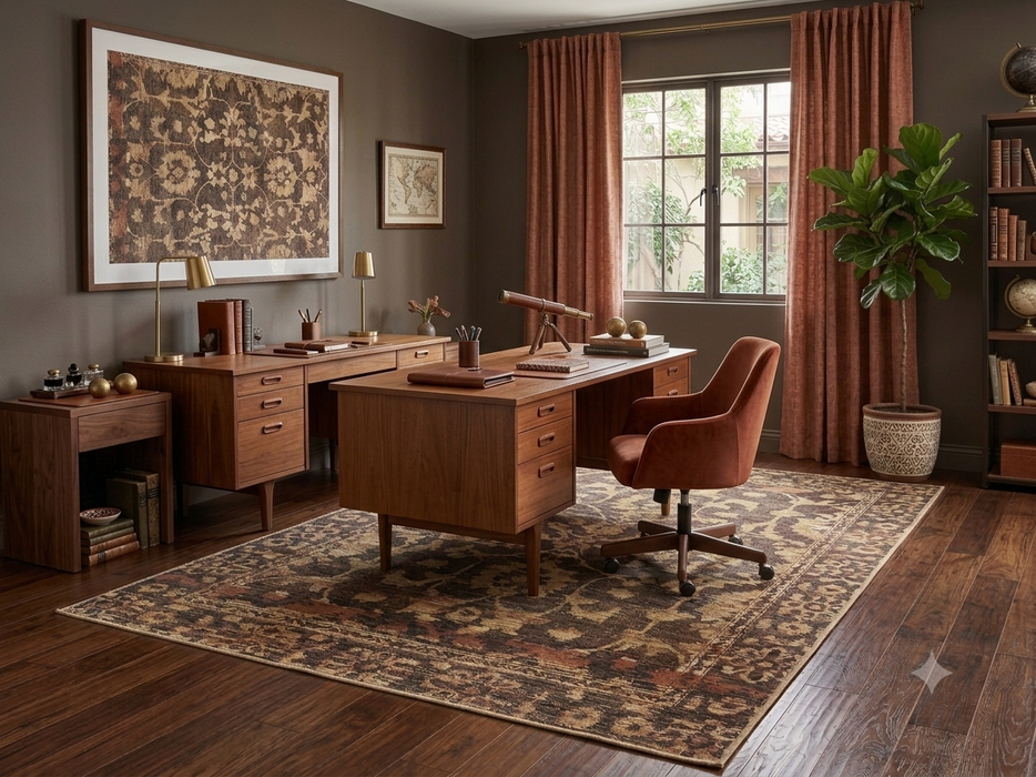 6' x 9' Rectangular Brown Beige Floral Traditional Washable Area Rug