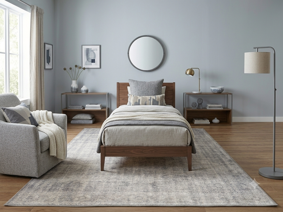 6' x 9' Rectangular Gray Ivory Distressed Vintage Washable Area Rug