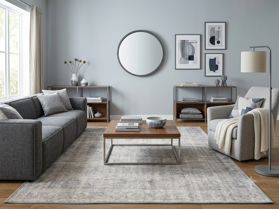 6' x 9' Rectangular Gray Ivory Distressed Vintage Washable Area Rug