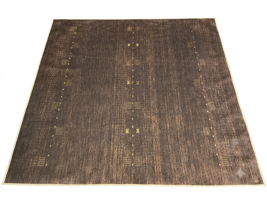 7' x 7' Square Brown Gold Solid Textured Contemporary Washable Area Rug