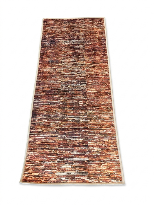 2' x 5' Runner Rust Brown Striped Abstract Modern Washable Area Rug