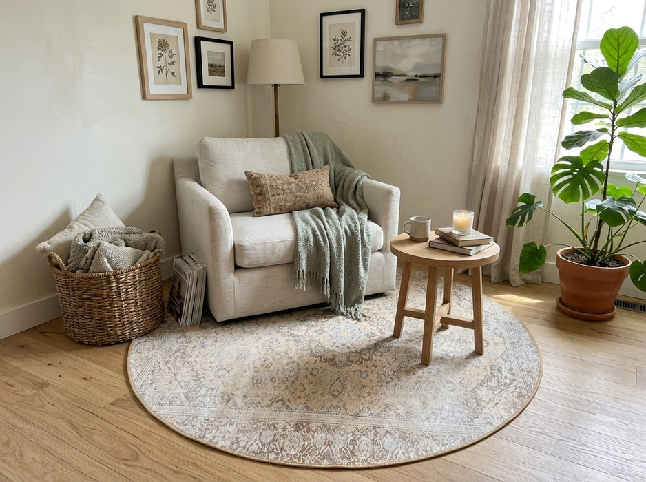 6' Round Washable Area Rug