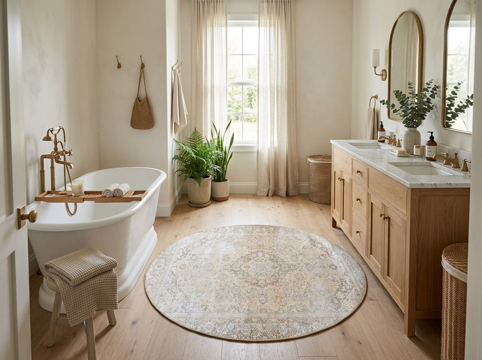 6' Round Washable Area Rug