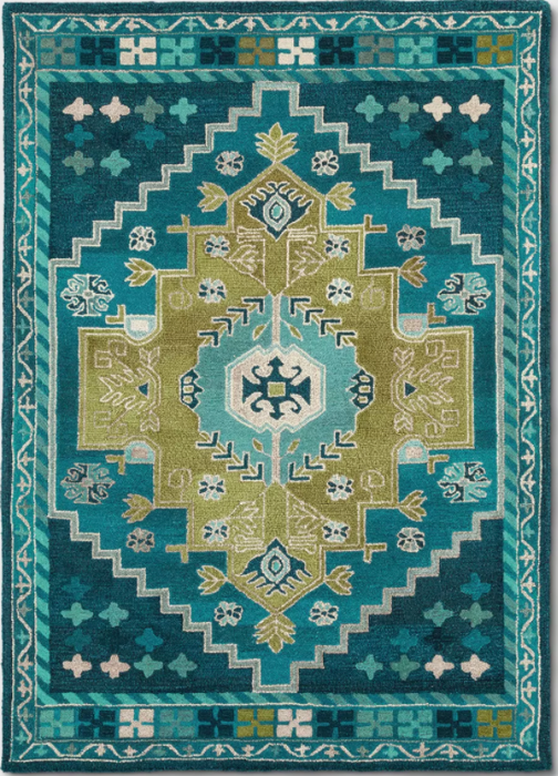 Size 5'X7' Color Teal Blue Persian Wool Tufted Area Rug - Opalhouse™