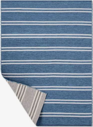 5'x7' Gray/Indigo Outdoor Rug Reversible Stripe Tonal