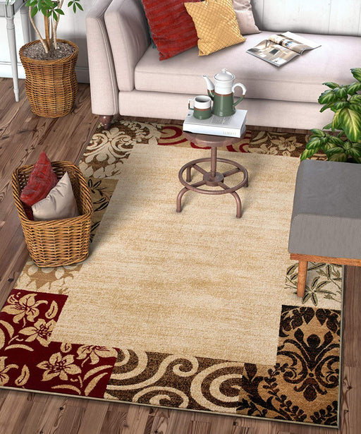 Well Woven Barclay Vane Willow Damask Beige Modern Area Rug 3'11'' X 5'3''