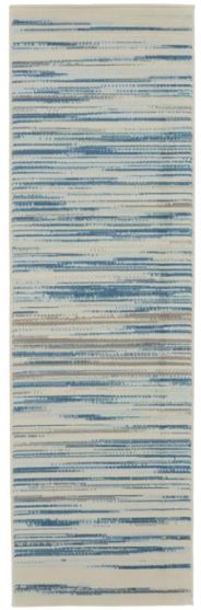 Nourison Jubilant Abstract Striped Blue 2'3" x 7'3" Area Rug, (7' Runner)