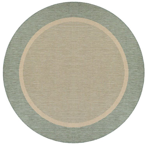 7ft Round Natural-Green Area Rug