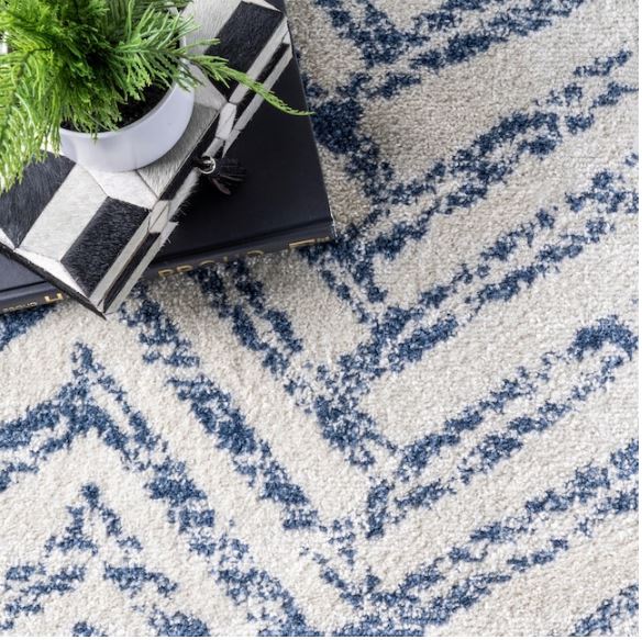 6 x 9 Blue Oval Indoor Geometric Area Rug - (Please Note This Is An Oval Shaped Rug - But The Image Shows Rectangle Shape) nuLOOM Rosanne