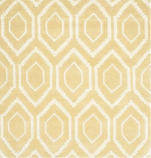 Size 4'X4' Square Color Light Gold/Ivory Kay Geometric Tufted Accent Rug - Safavieh
