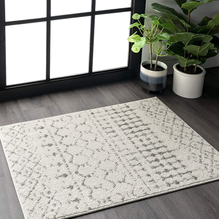 3' x 5', Grey/Off-White Moroccan Area Rug By nuLOOM