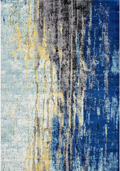 5' x 7' 5" Blue Vintage Abstract Area Rug,