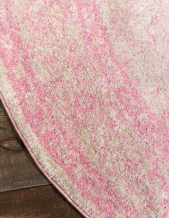 5 ft x 5 ft, Round Color Pink/Ivory Unique Loom Area Rug,