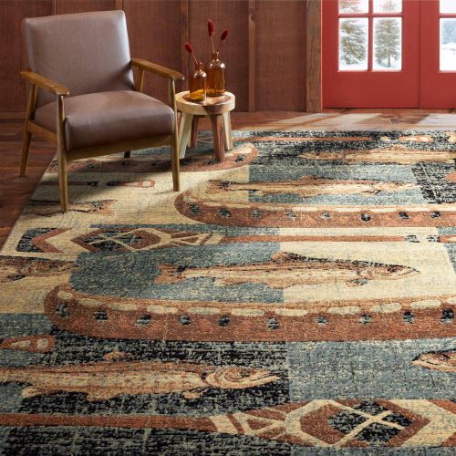 Size 8 ft. x 10 ft. Color Blue/Brown Buffalo Creek Area Rug By Home Dynamix