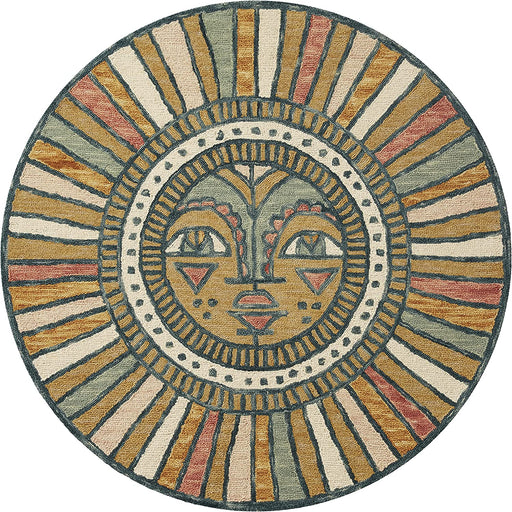 Justina Blakeney x Loloi Ayo Collection AYO-02 Gold / Multi Contemporary 3'-0" x 3'-0" Round Accent Rug