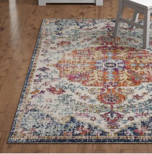 Size 3'11" x 5'7" Hillsby Machine Woven / Power Loomed Performance Blue/Orange Rug