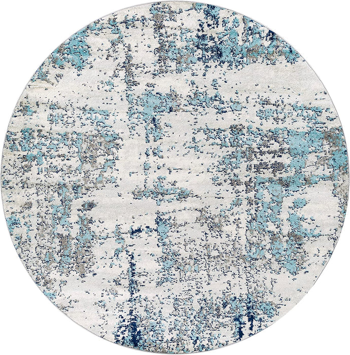 Artistic Weavers Arti Modern Abstract Area Rug, 7'10" Round,Dark Blue/Aqua