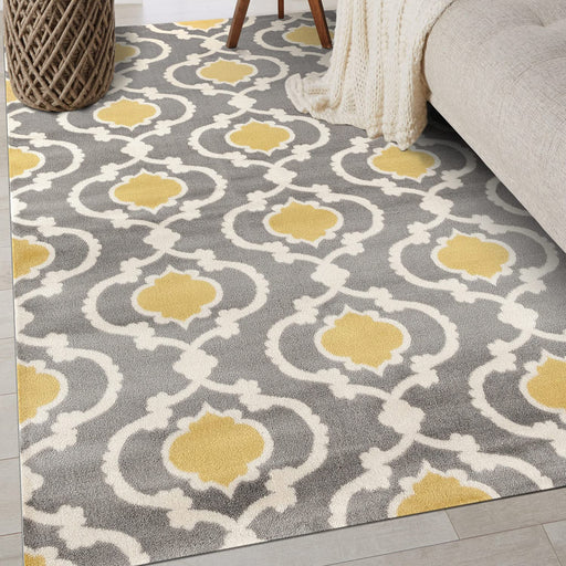 Moroccan Trellis Contemporary Gray/Yellow 7'3" x 10'2" Indoor Area Rug