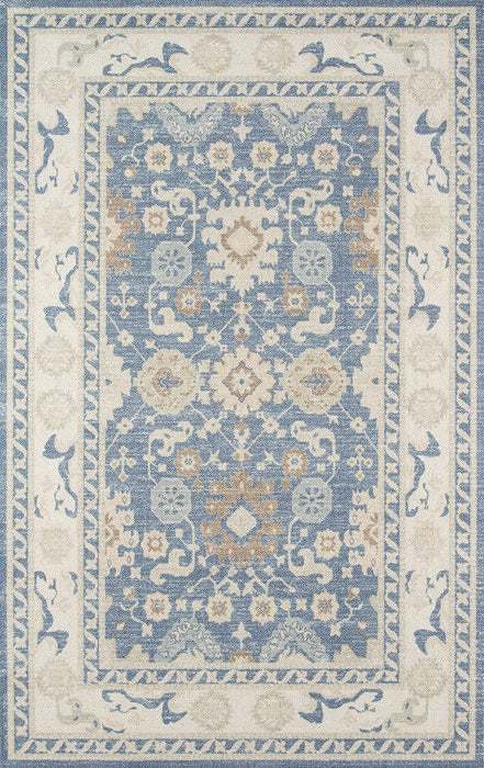 5x8 Light Blue Momeni Anatolia Wool and Nylon Area Rug