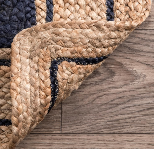 9 ft. x 12 ft. Braided Border Jute Navy Area Rug By nuLOOM