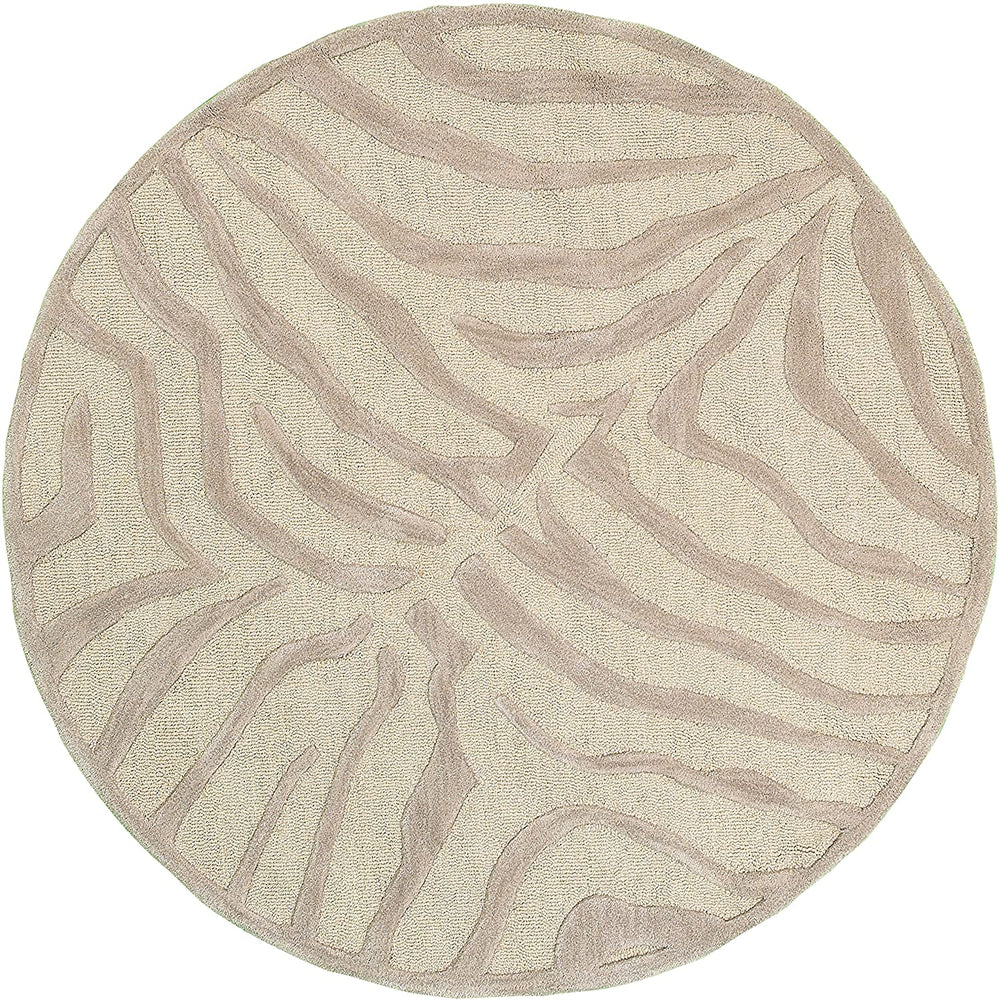 3 by 3-Feet, Taupe/Silver Trade AM Fashion Round Abstract Area Rug