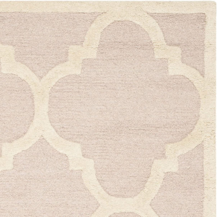 5' x 8' Light Pink / Ivory Handmade Moroccan Trellis Premium Wool Area Rug By SAFAVIEH