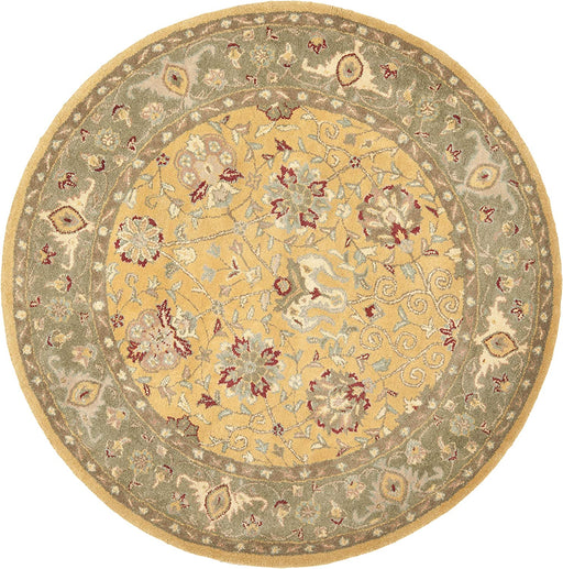 8' x 8' Round Handmade Gold Antiquity Traditional Oriental Premium Wool Area Rug By SAFAVIEH