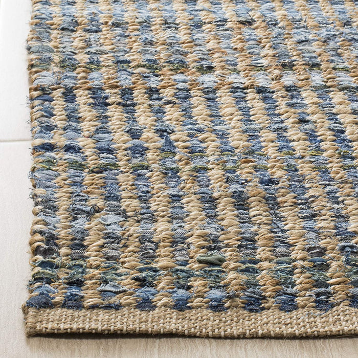 5 x 8 Feet Natural / Blue Handmade Flatweave Coastal Braided Jute Area Rug By Safavieh