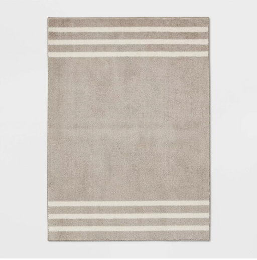 4'x5'6" Gray Border Striped Rug - Pillowfort™