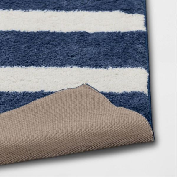 4'x5'6" Color Navy Rugby Striped Rug - Pillowfort™