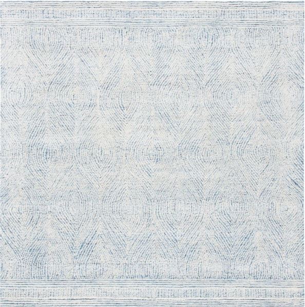 Size 8' Round Color Ivory/Blue Abstract ABT340 Hand Tufted Rug - Safavieh