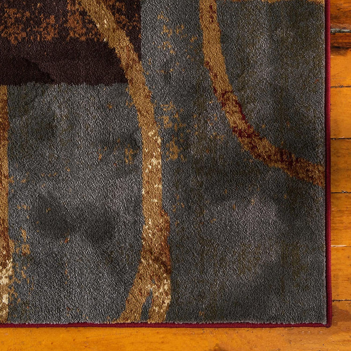 Unique Loom Barista Collection Modern, Abstract, Vintage, Distressed, Urban, Geometric, Rustic, Warm Colors Area Rug, 3 ft x 5 ft 3 in, Multi/Beige