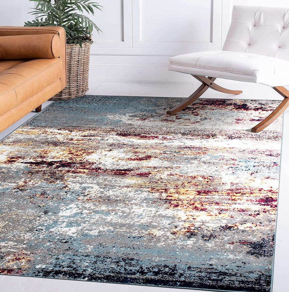 Size 7'10" x 10' Multi-Colors Rugshop Distressed Abstract Watercolor Area Rug