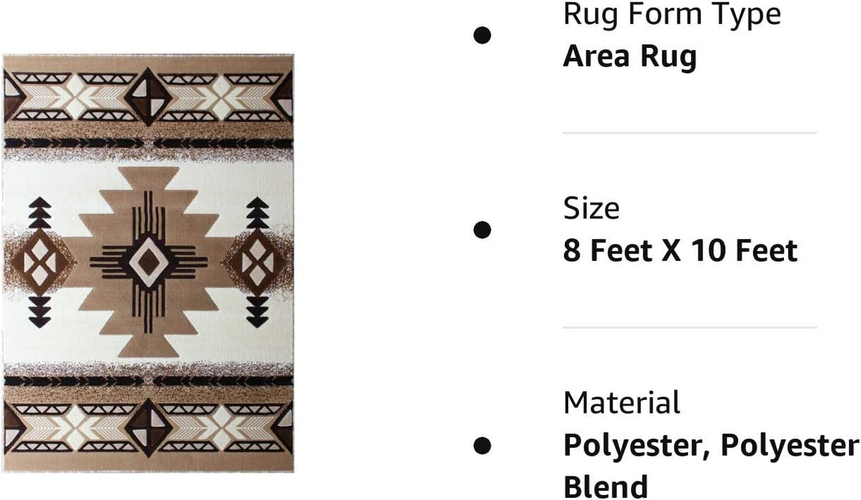 Size 8x10 Color Ivory South West Native American Area Rug Design