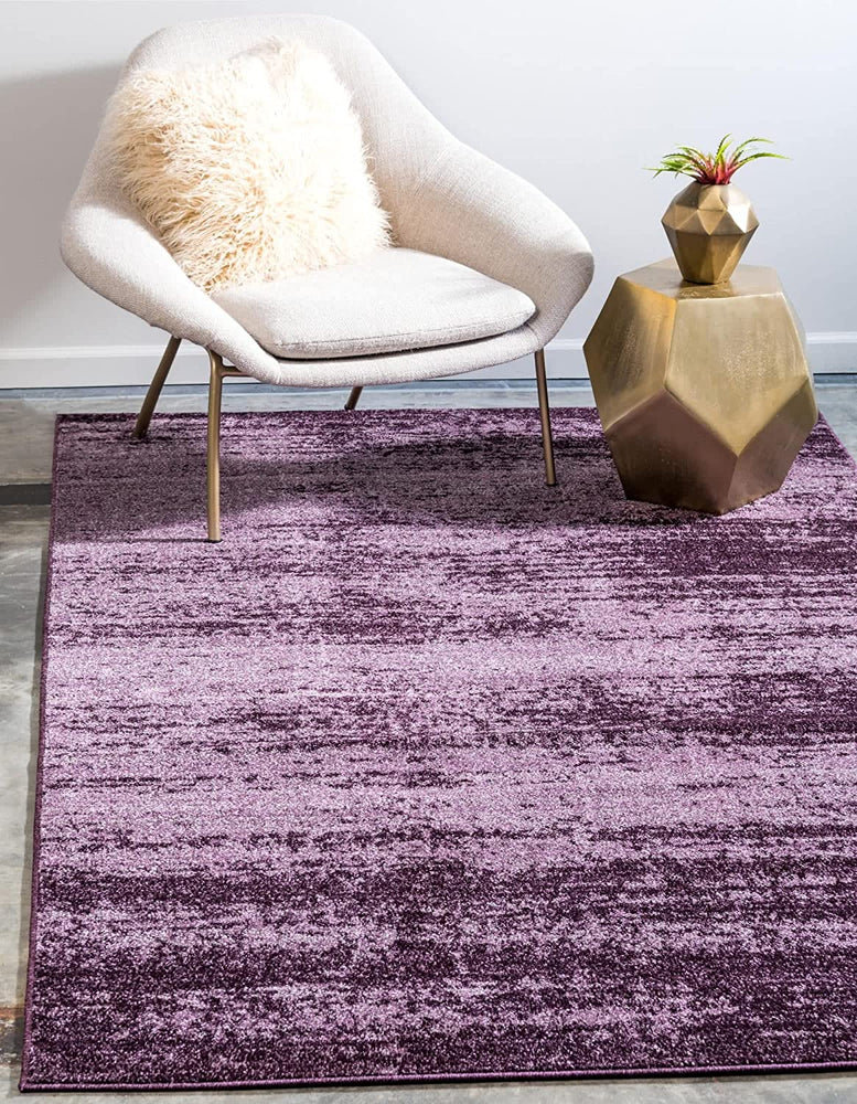 Size 3' 3 x 5' 3 Color Violet/ Eggplant Purple Unique Loom Del Mar Collection Area Rug- Modern Transitional Inspired Tonal Design