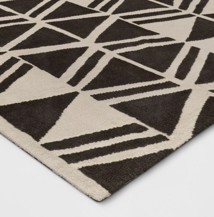 5'x7' Charcoal/Cream Microplush Geo Knitted Area Rug - Project 62™